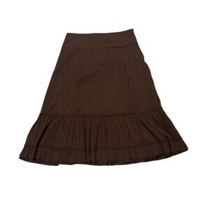 Vintage Reserved Womens Medium Brown Tiered Boho Gyspy Fairy Midi Skirt Vacation